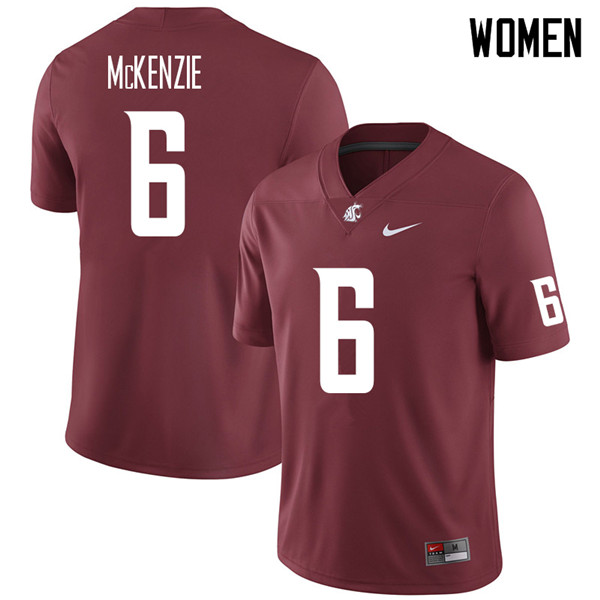 Women #6 D'Angelo McKenzie Washington State Cougars College Football Jerseys Sale-Crimson - Click Image to Close